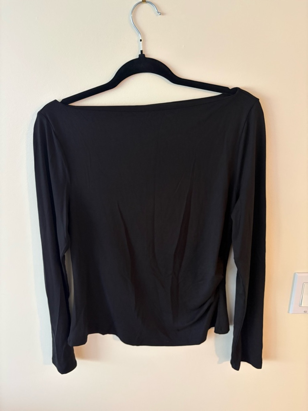 Women's Black Long-Sleeve Boatneck Top - Classic Essentials